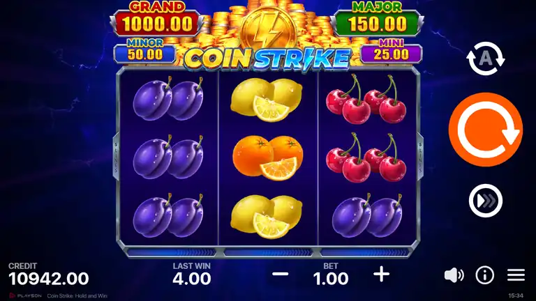 Coin Strike Hold and Win - spin 422, CREDIT 10,942.00 at bet 1.00